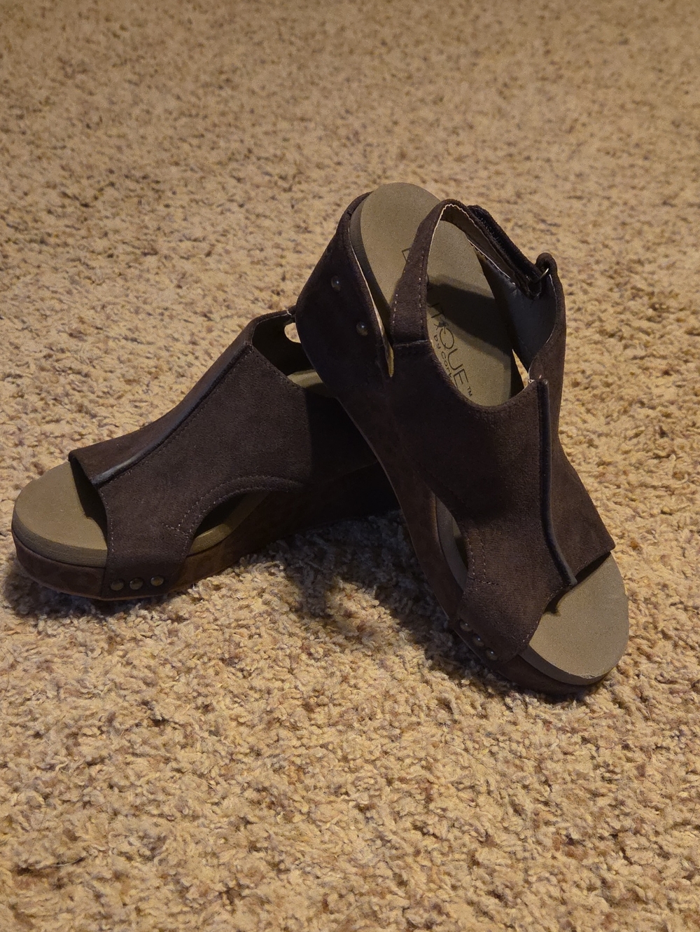 Boutique By Corky's Brown Suede Open-Toe Wedge Sandals - Women